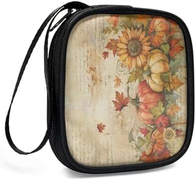 Pumpkin Maple Leaf Thanksgiving Earphone Case Earbuds Small Carrying Cases Portable Headphone Organizer Storage Pouch Bag with Handle Make The Headphone Cable to Be Better Placed - Image 3