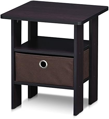 Furinno ANDREY Square Side Table, End Table, Night Stand, Dark Walnut - Image 4