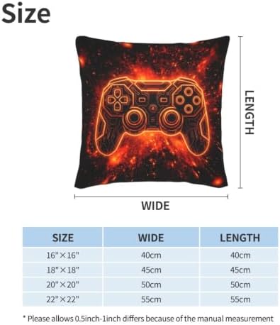 Perinsto Gaming Throw Pillow Covers Set of 2 Gamer Gift Decorative Pillowcases Soft Cushion Covers for Sofa Couch Bed Home Decor, 20"X20" - Image 2