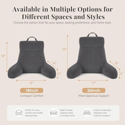 Reading Pillow with Arms (Dark Grey, 24inch) - Image 2