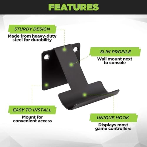 HIDEit Mounts PS5 Slim with Two Controllers & a Universal Headset Wall Mount Bundle - American Company - Quality Steel Wall Mount - Design for Proper Airflow (Not for PS5 Original) - Image 4