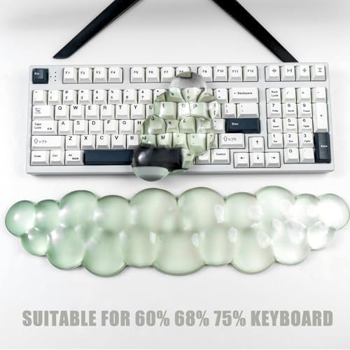 Gel Keyboard and Mouse Wrist Rest, Cloud Wrist Pad for Computer Keyboard | White Green Wrist support for Keyboard 60%/68%/75%,Cloud Wrist Rest,Keyboard Cushion, Comfort & Support for Typing and Gaming - Image 5