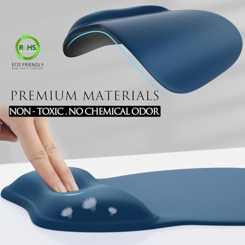 MROCO Ergonomic Mouse Pad with Gel Wrist Rest, 9.4 x 8.1 in, Navy Blue - Image 3