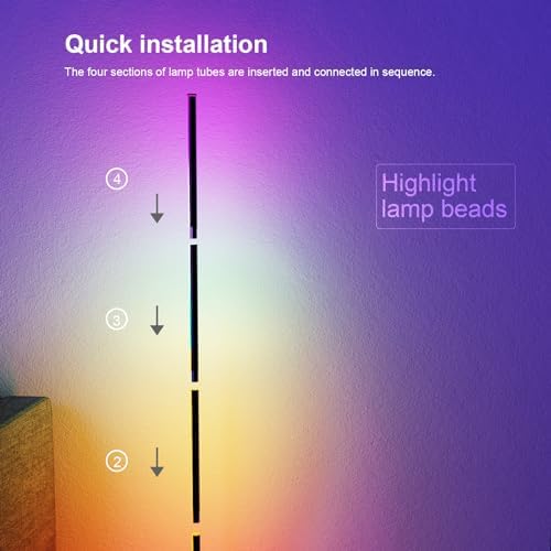 Corner Floor Lamp, 60”Smart RGB LED Floor Lamp with App and Remote Control,High Brightness Led,16 Million Colors, Music Sync, Timer Setting, Mood Lighting,Ideal for Living Rooms, Bedrooms. - Image 7