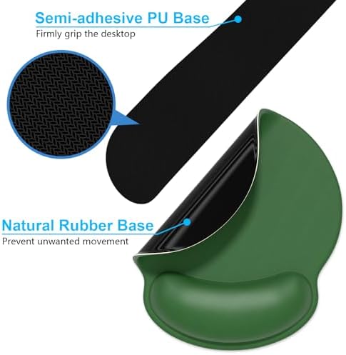 Dapesuom Keyboard Wrist Rest and Mouse Pad with Wrist Support, Cute Memory Foam Cushion for Keyboard and Mouse Set, Ergonomic Pad Rests with Non Slip Base for Easy Typing & Pain Relief, Forest Green - Image 6