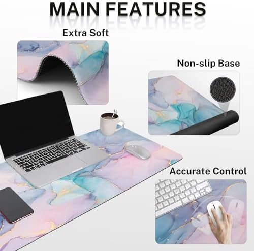 Arttown Keyboard Mouse Pad Set, 4 in 1 Desk Mat Set Marble Gradient - Image 3