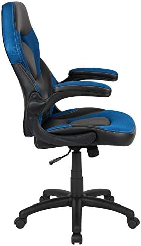 Flash Furniture X10 Gaming Chair Racing Office Ergonomic Computer PC Adjustable Swivel Chair with Flip-up Arms, Blue/Black LeatherSoft | Ergonomic, Flip-up Arms, Height Adjustable, Racing Style - Image 6