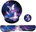 Keyboard Wrist Rest Pad Mouse Pad with Wrist Support Set of 3, Mousepad with Non-Slip Rubber Base, Ergonomic Memory Foam Mouse Wrist Cushion Support for Home Office Laptop Computer Gaming, Butterfly by LIZPARE
