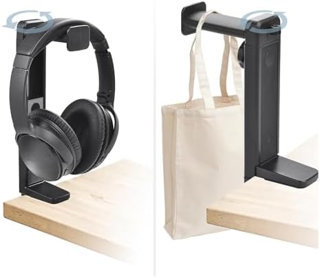 Rotatable Under Desk Headphone Stand Hanger, Heavy-Duty ABS Hook Mount Clamp for Gaming & Music Headsets, Space Saving Desktop Workspace Organizer Rack - Image 7