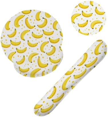 Cute Banana Mouse Pad with Wrist Rest Set, 3-in-1 Wrist Support Mousepad Set, Gaming Mat Pad with Anti-Skid Base,Ergonomic Memory Foam Mouse Pad Set for Women, Office, Typing, Gaming by Unknown