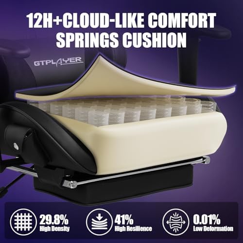 GTPLAYER Gaming Chair with Speakers, Video Game Chairs with Footrest for Adults, Ergonomic Computer PC Gamer Reclining Chair(Black) - Image 5
