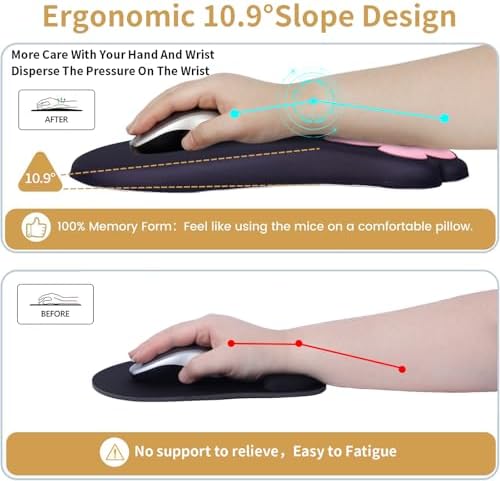 L-SPOUTTO Ergonomic Mouse Pad with Wrist Rest,Black Mouse Pad Wrist Support - Image 5