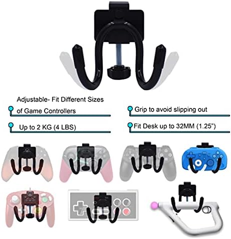 YYST Desk Mount Game Controller Holder Clamp On Hanger Holder Storage Rack for PS3/PS4/PS5/Xbox 360/Xbox One/S/X/Elite/Series S/Series X Controller, Pro Controller,etc-No Game Controller-Black - Image 6