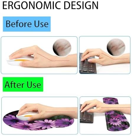 Keyboard Wrist Rest and Mouse Pad Wrist Support Set with Coasters,Ergonomic Gaming Mousepad for Home Office Working Studying Easy Typing & Pain Relief,African Daisy - Image 3