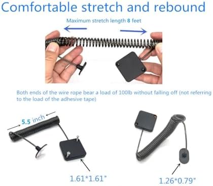 8ft Longer Retractable Cable Lock with Double Sided Adhesive for Gaming Controller, Tablets, Mobile Phones Other Hardware Showroom and Controller, TV, DVD Remote Control Tether (2Pack) - Image 3