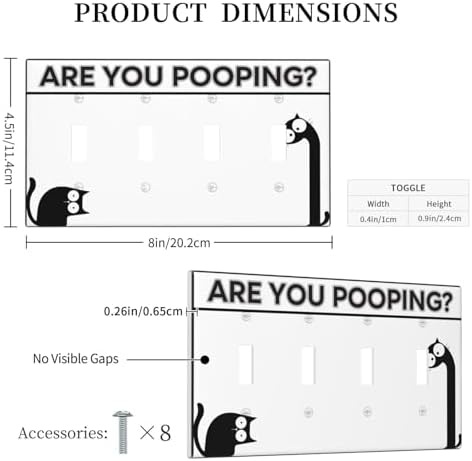Decorative Switch Plate Covers Funny Bathroom Art with Are You Pooping 4 Gang Light Switch Cover Plate Quad Toggle Wall Plate 4 Hole Electrical Switchplatedimmer Faceplate for Country Decor - Image 5