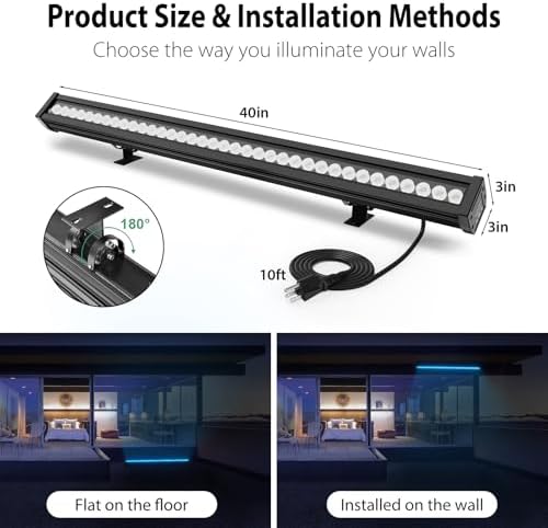 144W LED Wall Washer Light with Remote, RGBW Color Changing Linear Lights - Image 5