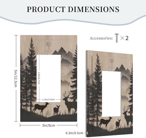 Decorative Outlet Covers Rustic Black Deer Elk Brown Wood Board Pine Tree 1 Gang Rocker Light Switch Covers Single Gfci Wall Plate Electrical Receptacle Switchplate Plug Faceplate Decor - Image 5