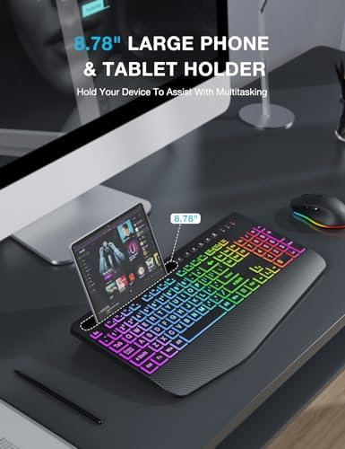 SABLUTE Wireless Keyboard and Mouse Combo, 9 Backlit Effects, Large Print - Image 5