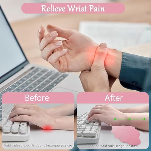 Cloud Mouse Pad Keyboard Wrist Rest for Mouse 4PCS Mini Small Desk Mat Pad Set Memory Foam Non-Slip Cute Ergonomic Gaming Mouse Wrist Support for Computer Home Office Gradient Pink - Image 4