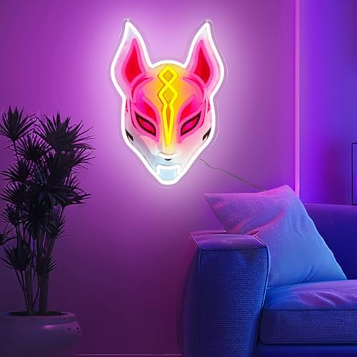 Gaming Neon Sign, Cyber Mask LED Wall Decor for Gamer Room, USB Powered Dimmable Neon Light for Esports Setup, Teen Bedroom, Man Cave, Streamer Background, Birthday Gift for Boys and Gamers - Image 2