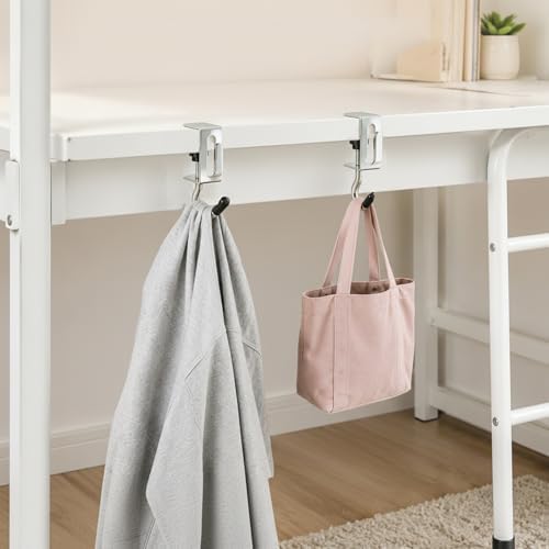 6 Pcs Adjustable Table Hooks for Hanging Bags,Non Slip Design, Under Desk Mount Bag Hook Clamp,Heavy Duty Metal Backpack Hooks for Desk,Desk Hook for Hanging Headphone Purse Backpack - Image 7