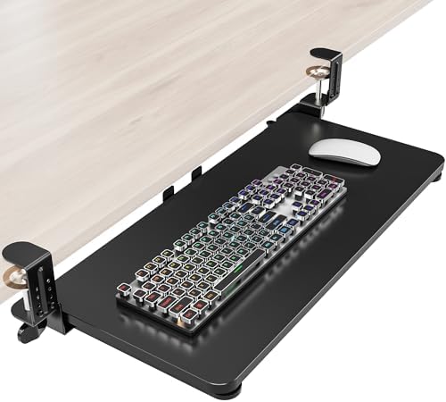 Ergonomic Keyboard Tray Under Desk, 25.6x11.8 Inch Board, Black by Zontera