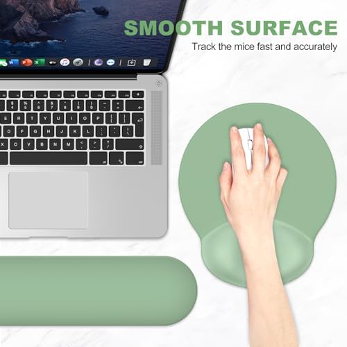 AIMSA Mouse Pad with Wrist Rest Support, Keyboard Wrist Rest Set, Ergonomic Memory Foam Mousepad for Computer Keyboard, Easy Typing and Pain Relief, Green - Image 4