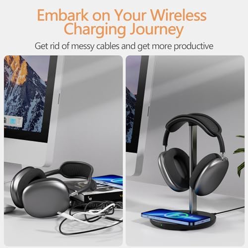 Hiwe Headphone Stand with Wireless Charger, Headset Holder for Desktop - Image 5