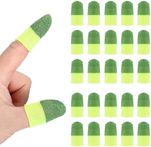 PATIKIL Controller Finger Thumb Sleeve, 40 Pack Mobile Gaming Finger Sleeve Silver Fiber Tip Gloves Anti-Sweat Breathable for Game Phone Touchscreen Devices, Green/Yellow by PATIKIL