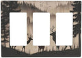 Decorative Outlet Covers Rustic Black Deer Elk Brown Wood Board Pine Tree 3 Gang Gfci Wall Plate Triple Rocker Light Switch Covers Electrical Receptacle Switchplate Plug Faceplate Decor by JOOJIAO