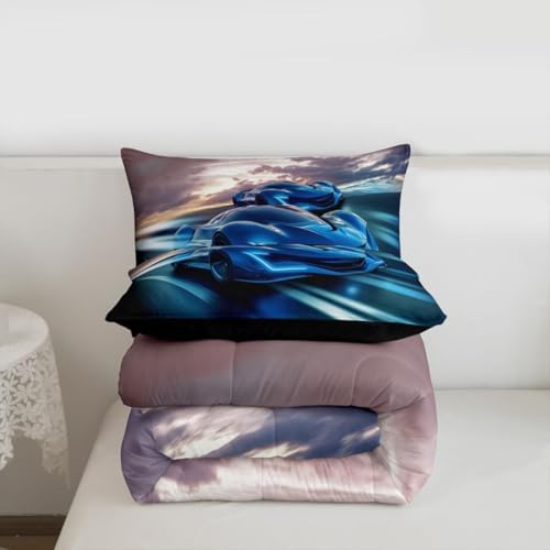 Race Car Toddler Bedding Set Cool Sports Car bedding comforter sets, Racing Car Competition bed sets for Boys youth Extreme Sports Theme Kids Room Decor, automobile vehicle Comforter Full Size - Image 5