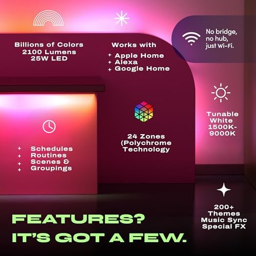 LIFX Supercolor Smart LED Strip Lights 10ft (120" Kit), Color Changing Multizone RGB + Tunable White, 24 Color Zones, 2.4GHz, No Hub, Apple HomeKit, Alexa & Google Home, Music Sync, Dimmable - Image 2