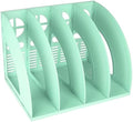 SAYEEC Sturdy Magazine Holder 4 Compartments Plastic Desktop File Organizer File Dividers Office Organizer Storage Document Magaizne Rack Display Box (Green) by SAYEEC
