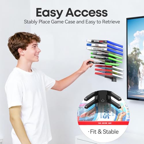 Video Game Storage Wall Mount for Switch/PS5/PS4/Switch2/XBX Game Case Holder, Gaming Shelf Mount Gamecase Organizer Up to 36PCS, Wall-Mounted Gaming Display Stand Tower for Gift, 4 Pack, Black - Image 6