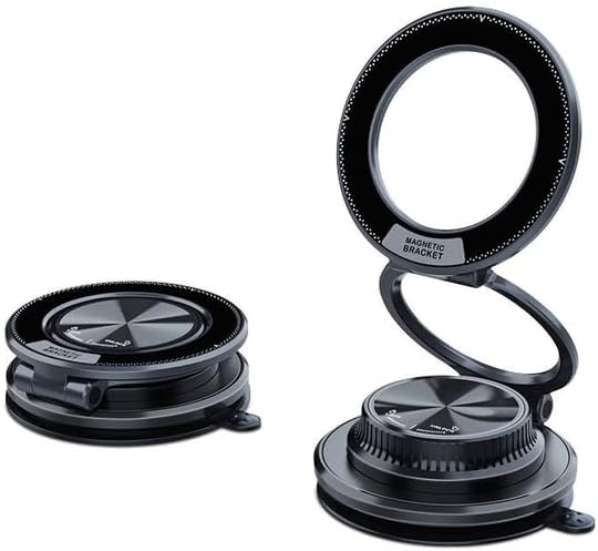 Strong Magnetic Car Phone Holder, Hands-Free Mount with Super Suction Cup & Multi-Angle View, Portable for Car Dashboard & Flat Surfaces, Compatible with iPhone & Android Phones (Black) by Buynow%EF%BC%81
