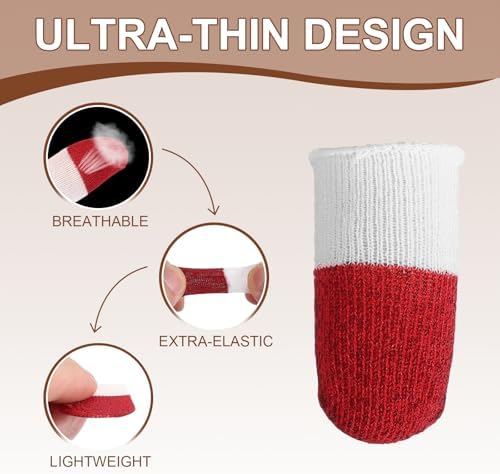 PATIKIL Controller Finger Thumb Sleeve, 40 Pack Mobile Gaming Finger Sleeve Silver Fiber Tip Gloves Anti-Sweat Breathable for Game Phone Touchscreen Devices, White/Red - Image 3