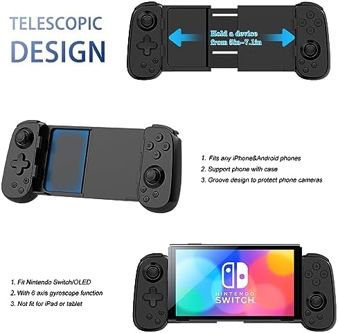 Wireless Controller for iPhone/Android/PC/iPad/Tablet/APPL Arcade MFi Games/Switch/PS4, Support Streaming on PS5/PS4/Xbox/PC Console, Cloud Gaming Gamepad Joystick - Turbo/6-Axis Gyro/Dual Motors - Image 5