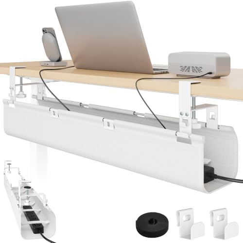 PEGZONE No Drill Under Desk Cable Management Tray, 31.5" Fabric Organizer by Pegzone