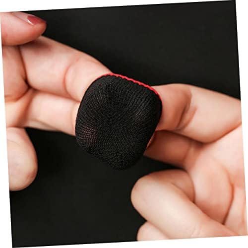 10 Pcs Anti-Sweat Finger Cots for Gaming Refreshing Finger Sleeves Stylish Red Trim Silver Fiber Material for Mobile Gamers - Image 3