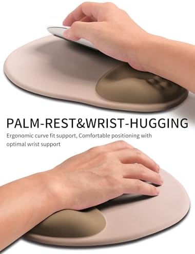 Palm-Rest and Wrist-Hugging Mouse Pad Wrist Rest, Ergonomic Wrist Support with Curve Fitting Cushioned Memory Foam for Carpal Tunnel Pain Relief, 9.9 x 8.3 Inch, Mocha Sand - Image 3