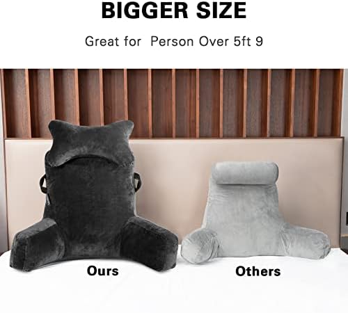 Reading Pillow-Extra Large 31" Bed Rest Pillow with Detachable Neck Roll & Arms for Sitting in Bed or Couch-Backrest Reading Pillow Adult Back Pillows for Reading,Watching TV,Gaming,Relaxing-Black - Image 3