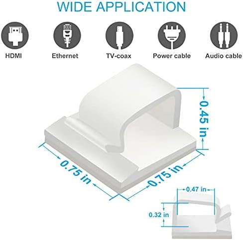 120 PCS Cable Clips White, Upgraded Adhesive Wire Clips for Wall, Strong Cord Clips Holders Wire Organizer for Cable Management, Christmas Lights, USB, Phone Charger, Cat 6, Car Dash Cam - Image 5