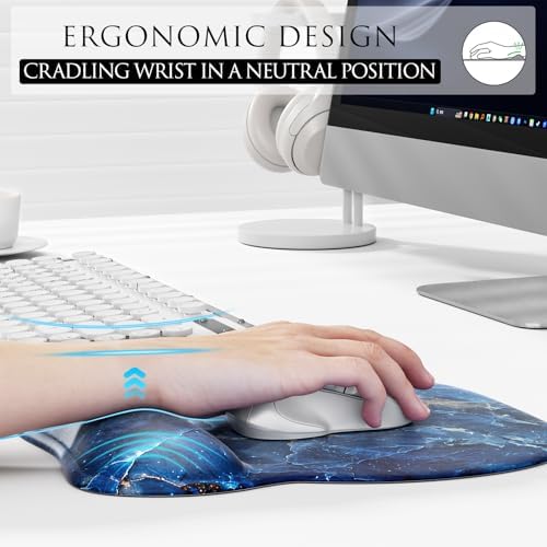 MROCO Ergonomic Mouse Pad with Gel Wrist Rest, 9.4 x 8.1 in, Ocean Marble - Image 5