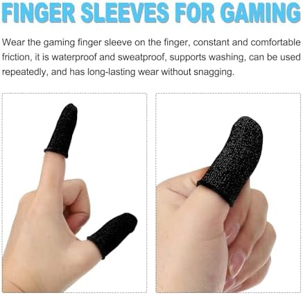 MECCANIXITY Finger Sleeves for Gaming, Touch Screen Finger Thumb Cover Sleeve, Carbon Fiber Anti-Sweat Breathable Black for Mobile Gaming Pack of 10 - Image 4