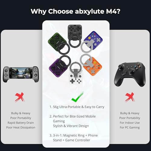 abxylute M4 Snap-On Mobile Gaming Controller for Android & iPhone, Switch 1&2, Portable Bluetooth Controller, Pocket-Sized Retro Arcade Phone Gamepad Kickstand, Dual Joystick Turbo Pro Gaming Magnetic (Purple) - Image 5