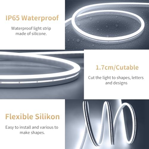 iNextStation 6.56FT 5V USB LED Strip Lights White Flexible Neon Rope Lights - Image 4