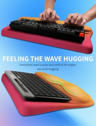 Ergonomic Wave Wrist Rest with Keyboard Stand, Cushioned Palm Rest, Comfortable Integrated Memory Foam for Natural Typing and Relieve Wrist Pain, Sunrise Morning Light - Image 4
