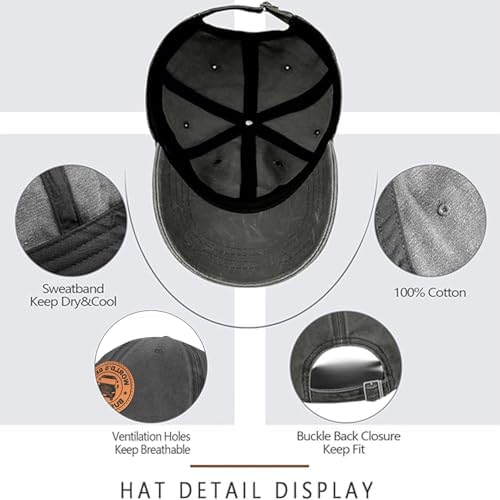 Hat for Men Women, Baseball Cap Gifts for Men Women, Adjustable Cotton Leather Patch Trucker Baseball Cap - Image 5