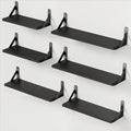 Amada Solid Paulownia Wood Wall Shelves, Medium Size, 6 Pcs, Black by AMADAHOMEFURNISHING